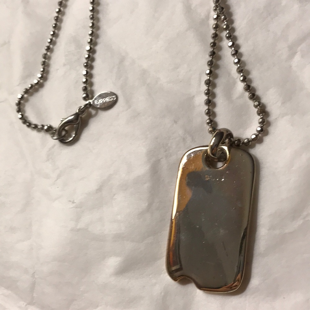 Express vintage silver & rhinestone dog tag necklace - Picture 6 of 8